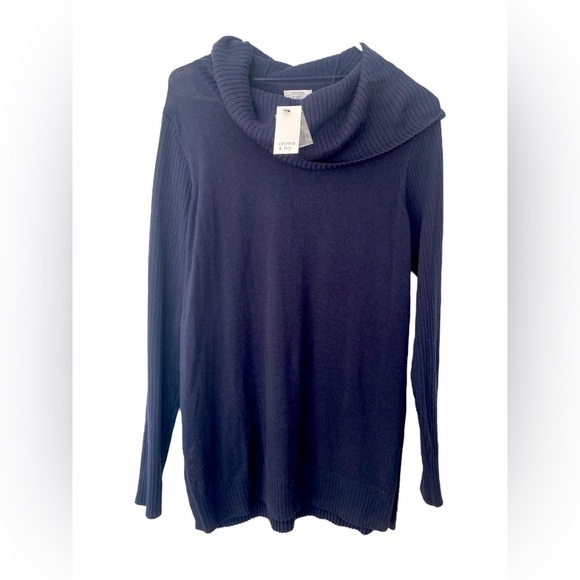CROWN & IVY Navy Blue Turtleneck Essential Signature Sweater Medium New - Picture 1 of 4